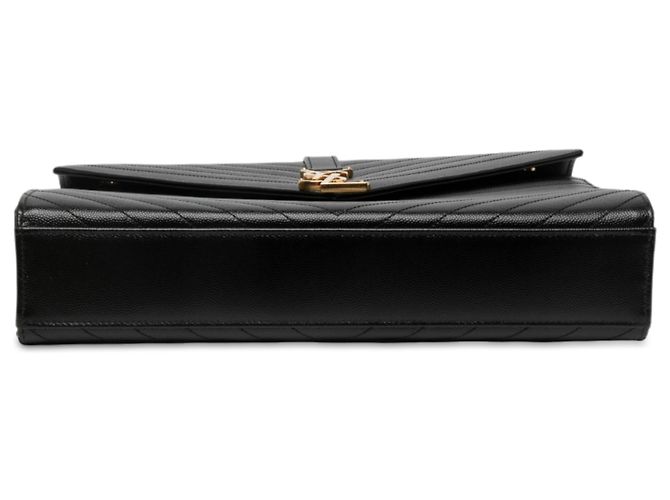 Autre Marque Saint Laurent Black Large Chevron Grain de Poudre Monogram Envelope Bag - view 3