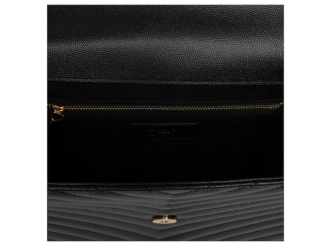 Autre Marque Saint Laurent Black Large Chevron Grain de Poudre Monogram Envelope Bag - view 4