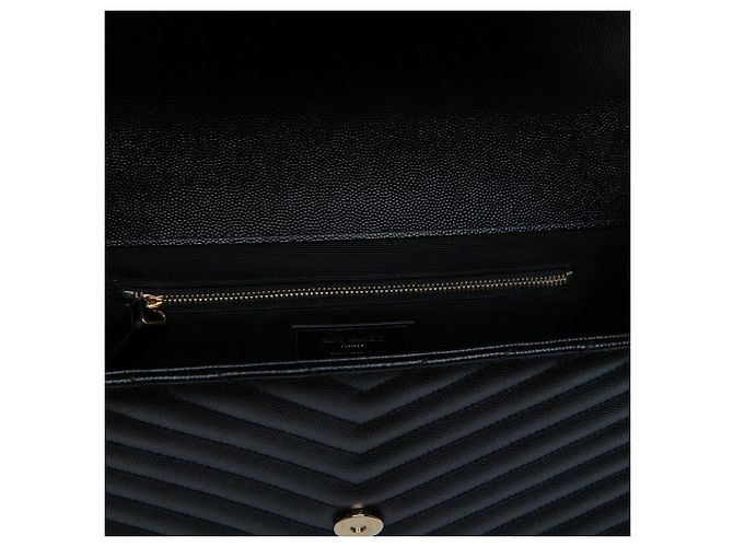 Autre Marque Saint Laurent Black Large Chevron Grain de Poudre Monogram Envelope Bag - view 5