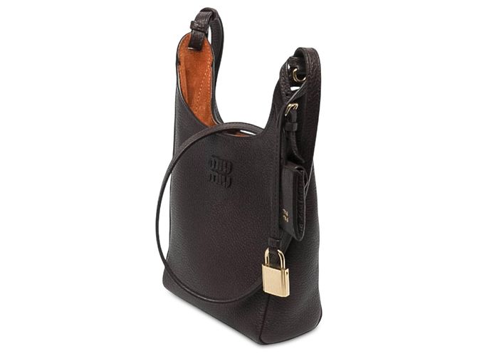 Borsa a tracolla Miu Miu in pelle martellata marrone Marrone scuro - vista 2