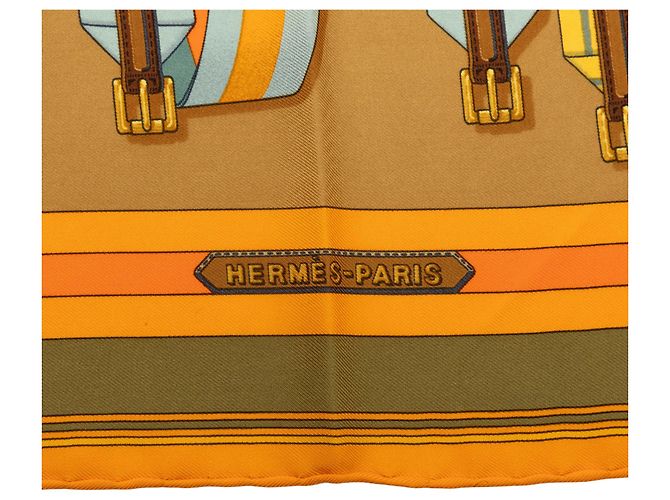 Hermès Yellow Les Sangles Taschentuch Gelb Senf - Ansicht 4