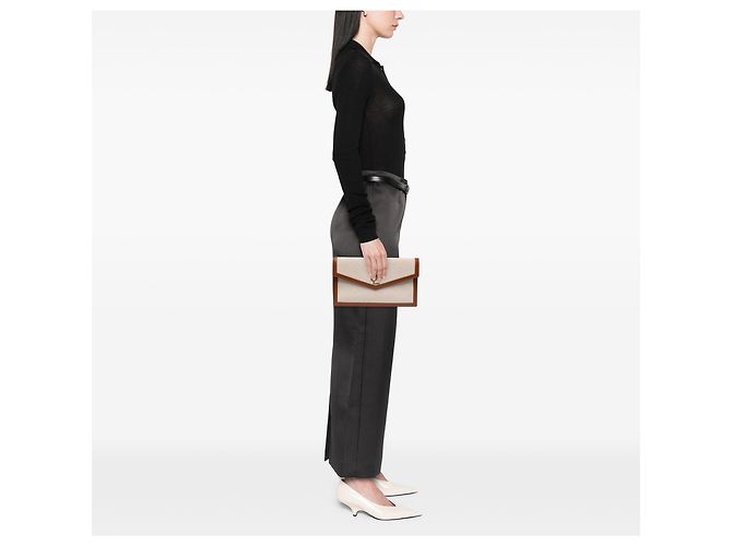 Autre Marque Pouch Uptown Saint Laurent in tela marrone - vista 5