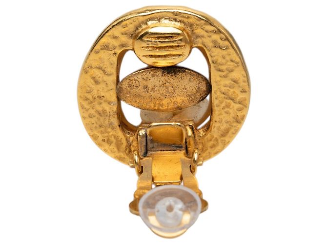 Pendientes de clip redondos Chanel Gold CC chapados en oro y perlas sintéticas Dorado - vista 3