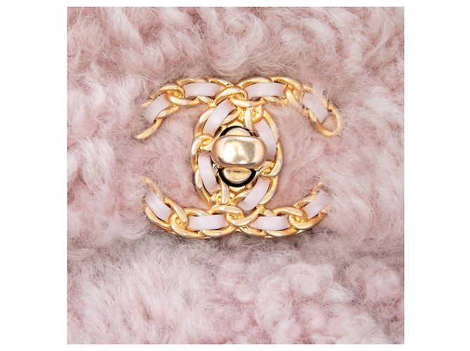 Chanel Pink Medium Shearling 19 Flap Rosa - vista 5