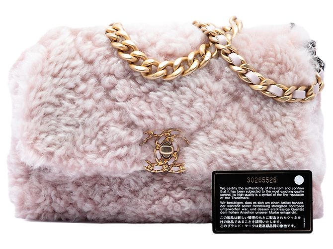 Chanel Pink Medium Shearling 19 Flap Rosa - vista 7