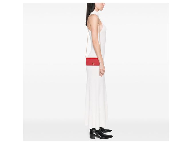 Prada Red Vitello Move Wallet on Chain Rot - vista 6