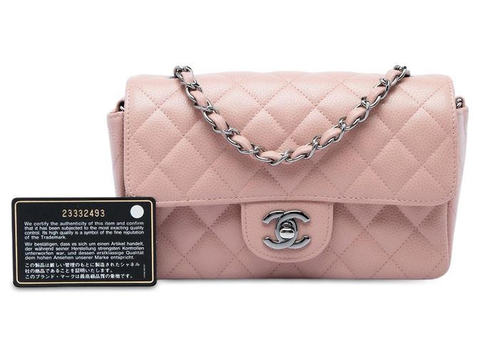 Chanel Pink Mini Rectangular Classic Caviar Single Flap Rosa - vista 6