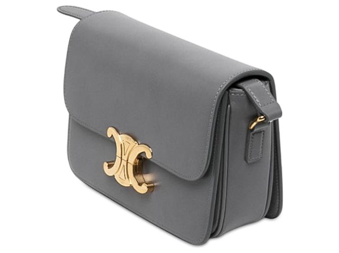 Céline Celine Gray Classique Shiny Calfskin Triomphe Crossbody Brown - view 2