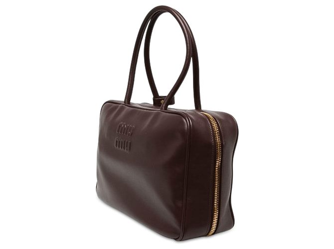 Miu Miu Beau Handtasche Large aus braunem Kalbsleder mit Logo Dunkelbraun - Ansicht 2