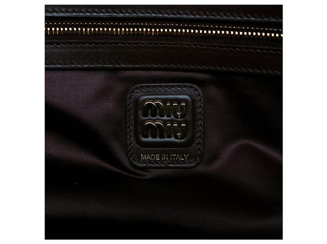 Miu Miu Beau Handtasche Large aus braunem Kalbsleder mit Logo Dunkelbraun - Ansicht 5