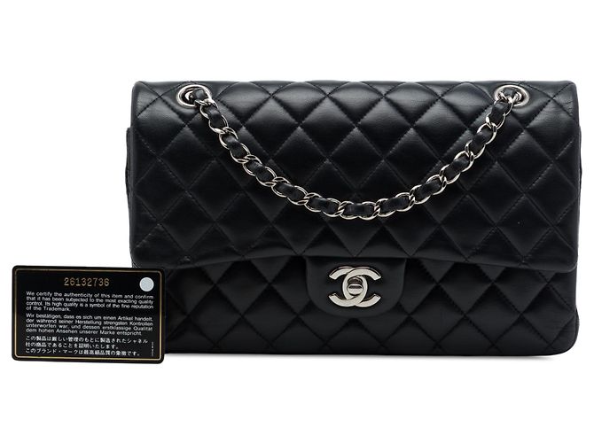 Chanel Black Medium Classic Lambskin Double Flap Nero - vista 7