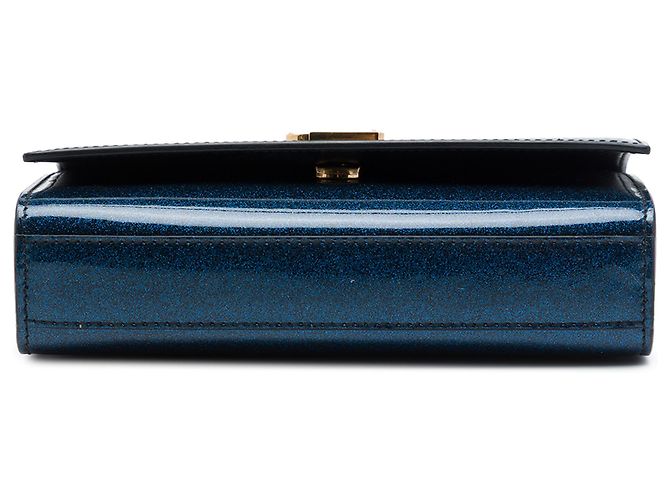 Autre Marque Saint Laurent Borsa a Tracolla Kate Piccola in Vernice Glitter Blu - vista 3