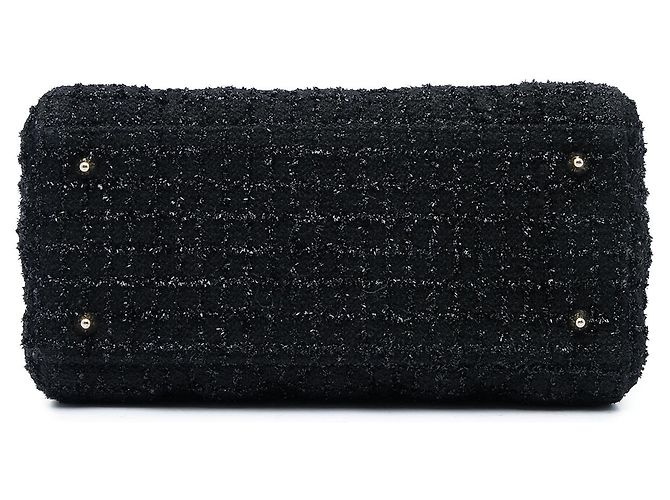 Dior Black Medium Tweed Cannage Lady Dior Noir - vue 3