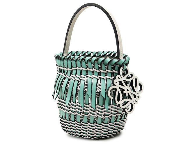 LOEWE Bicolor Leder-Bucket Bag mit Fransen in Grün Hellgrün - Ansicht 2