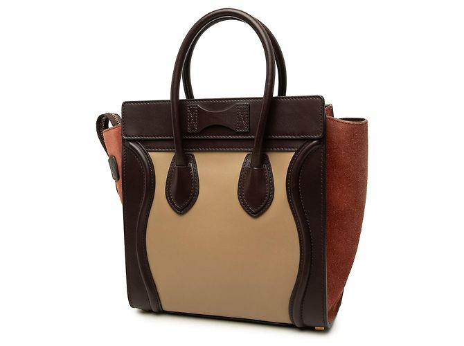 Céline Celine Beige Micro Tricolor Calfskin and Suede Luggage Tote - vista 2
