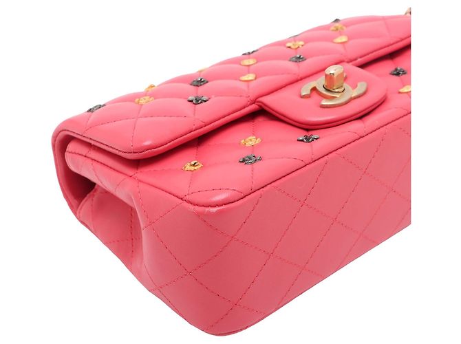 Chanel Pink Mini Rectangular Classic Lambskin Lucky Charms Single Flap Rosa - vista 10