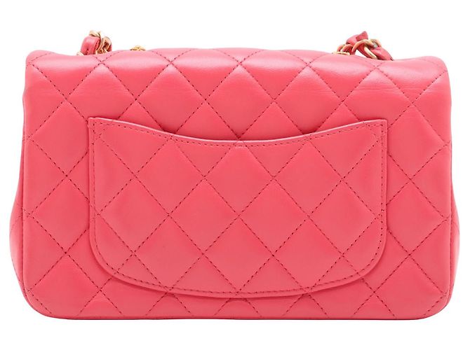 Chanel Pink Mini Rectangular Classic Lambskin Lucky Charms Single Flap Rosa - vista 2