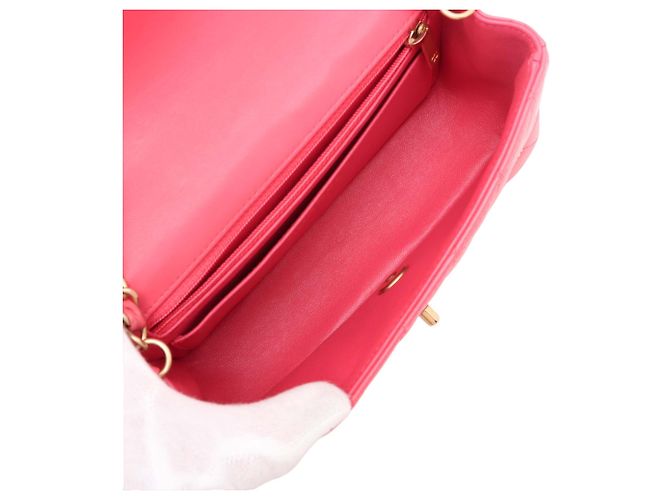 Chanel Pink Mini Rectangular Classic Lambskin Lucky Charms Single Flap Rosa - vista 3