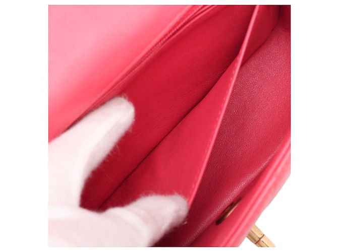 Chanel Pink Mini Rectangular Classic Lambskin Lucky Charms Single Flap Rosa - vista 5