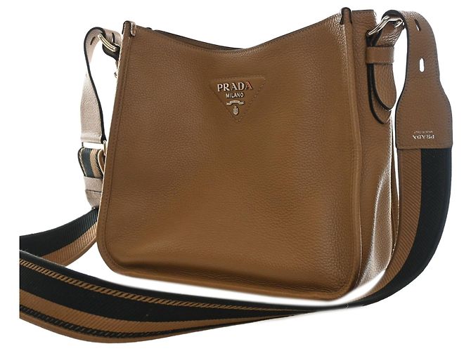 Prada Borsa Hobo Medium Vitello Daino Soft Marrone - vista 10