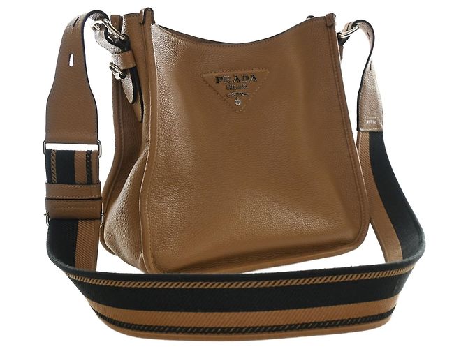 Prada Borsa Hobo Medium Vitello Daino Soft Marrone - vista 11