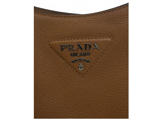 Prada Borsa Hobo Medium Vitello Daino Soft Marrone - vista 4