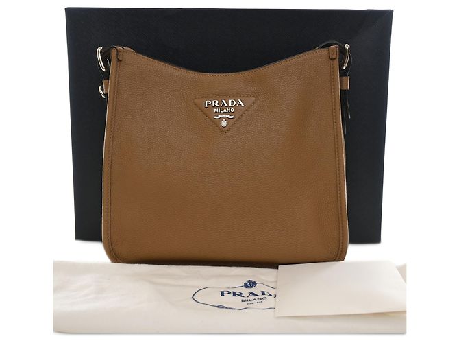 Prada Borsa Hobo Medium Vitello Daino Soft Marrone - vista 5
