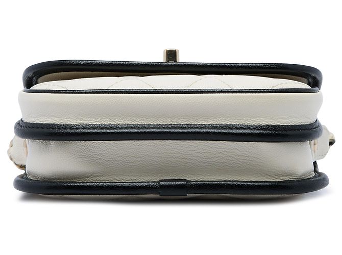 Chanel White Mini CC Bicolor Quilted Caviar Messenger Flap Blanc Blanc cassé - vue 3