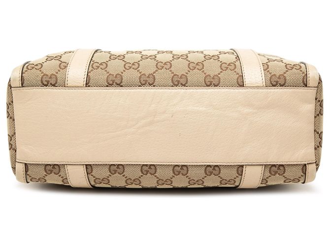 Borsa Boston Gucci Abbey D Ring in tela GG beige - vista 3