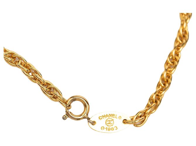 Collana con pendente a trifoglio Chanel Gold CC placcata oro e resina D'oro - vista 6