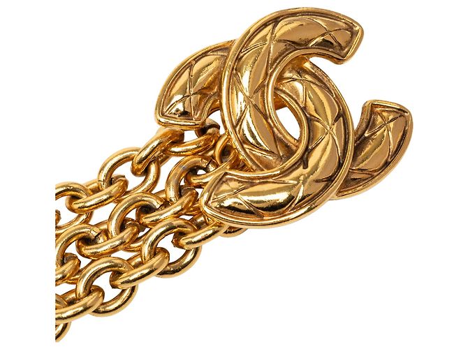 Cintura Chanel Gold Gold Plated Quilted Triple CC Chain Belt D'oro - vista 2
