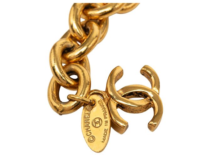 Cintura Chanel Gold Gold Plated Quilted Triple CC Chain Belt D'oro - vista 3