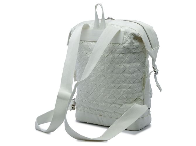 Bottega Veneta White Canvas Intrecciato Webbing Backpack - view 2