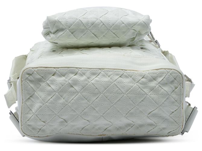 Bottega Veneta White Canvas Intrecciato Webbing Backpack - view 3
