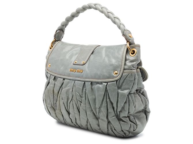 Miu Miu Gray Matelasse Nappa Coffer Satchel Marrom - vista 2