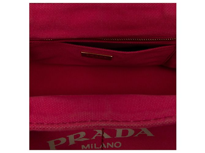 Borsa Tote Prada in tela Canapa rosa con logo - vista 4