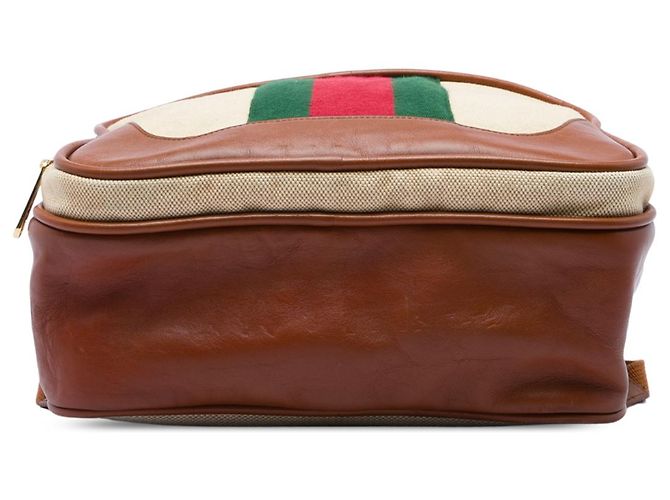 Gucci Rucksack aus beigem Canvas mit Web-Streifen - Ansicht 3