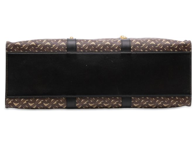 Borsa Tote orizzontale Burberry Brown TB Monogram E Canvas e pelle borchiata Marrone - vista 3