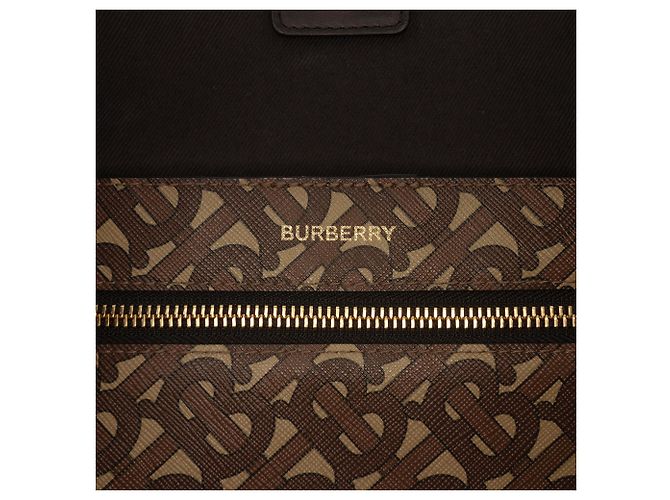 Borsa Tote orizzontale Burberry Brown TB Monogram E Canvas e pelle borchiata Marrone - vista 5