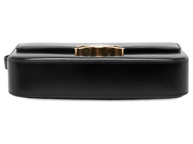Céline Borsa a tracolla Celine Claude in pelle di vitello lucida nera con Triomphe Nero - vue 3