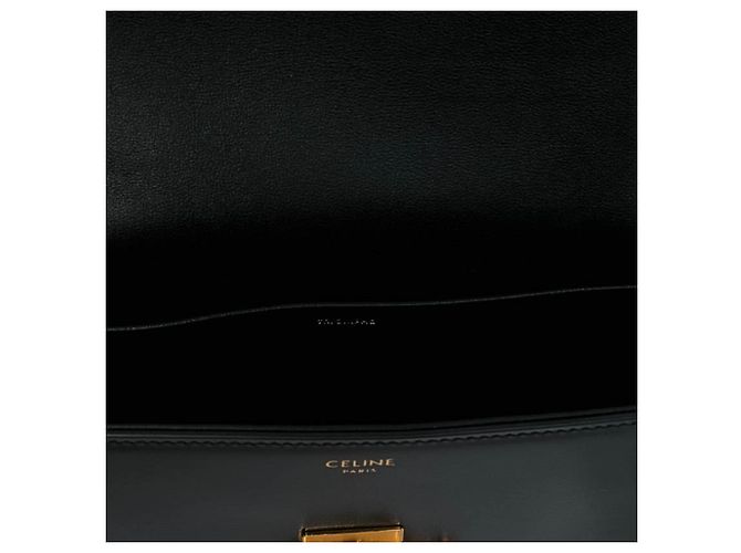 Céline Borsa a tracolla Celine Claude in pelle di vitello lucida nera con Triomphe Nero - vue 4