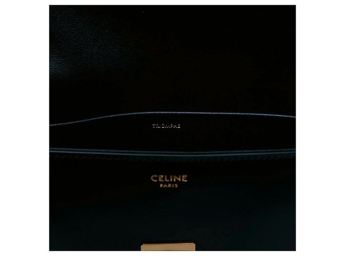 Céline Borsa a tracolla Celine Claude in pelle di vitello lucida nera con Triomphe Nero - vue 5