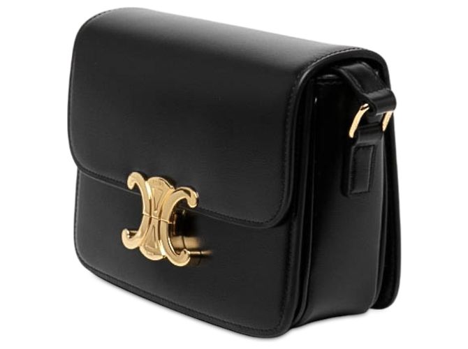 Céline Celine Black Teen Shiny Calfskin Triomphe Crossbody Nero - vista 2