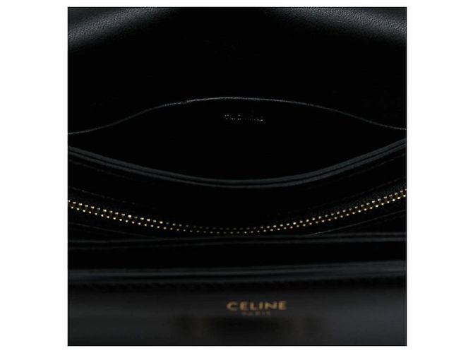 Céline Celine Black Teen Shiny Calfskin Triomphe Crossbody Nero - vista 5