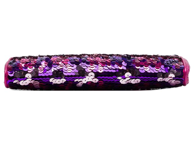 Pochette da polso Miu Miu in paillettes viola e pelle Porpora - vista 3