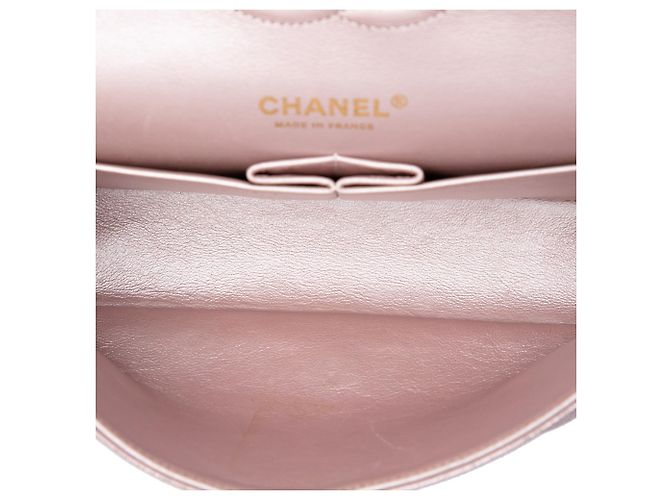 Chanel Pink Medium Classic Iridescent Lambskin Double Flap Rosa - vista 4