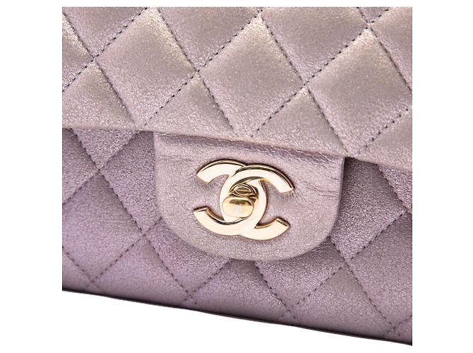 Chanel Pink Medium Classic Iridescent Lambskin Double Flap Rosa - vista 5