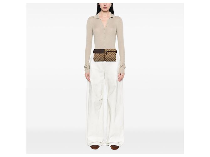Bolso cinturón Gucci de lona GG beige con doble bolsillo - vista 9