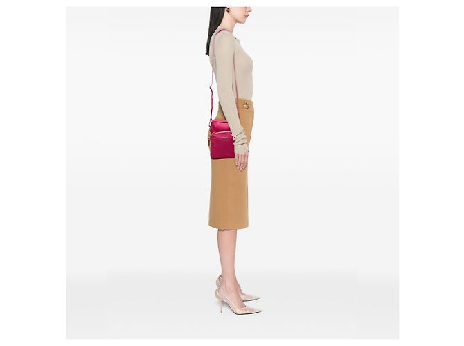 Prada Sac Crossbody en Tessuto Rose avec Fermeture Éclair - vue 6