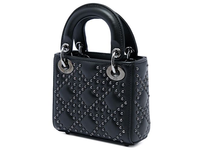 Dior Black Micro Lambskin Cannage Studded Supple Lady Dior Nero - vista 2